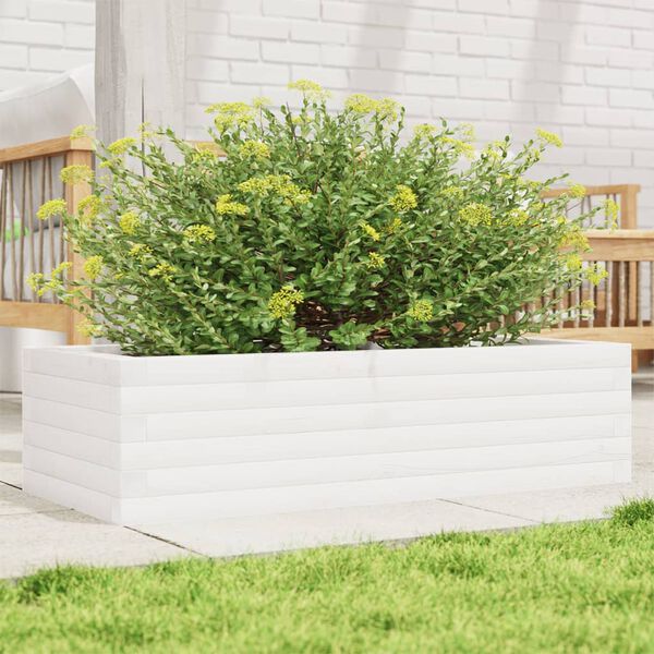 vidaXL Jardini&egrave;re blanc 90x40x23 cm bois de pin massif