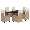 vidaXL Ensemble &agrave; manger de jardin et coussins 7 pcs beige poly rotin