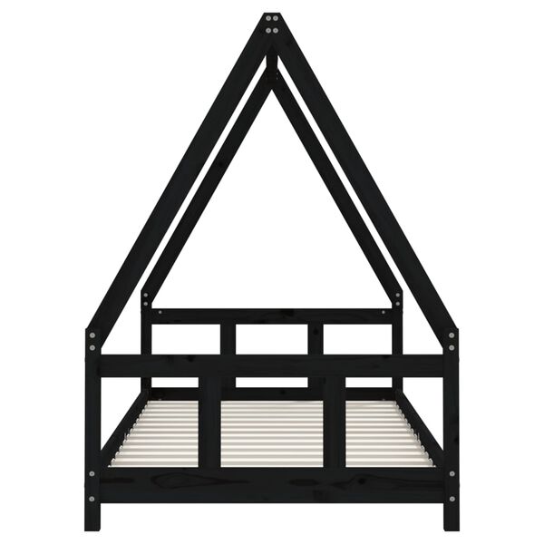 vidaXL Cadre de lit pour enfants noir 90x190 cm bois de pin massif