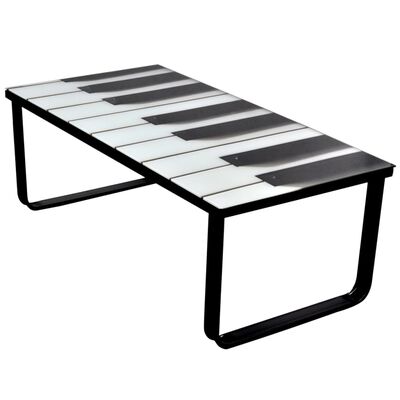 vidaXL Table basse avec impression de piano Dessus de table en verre