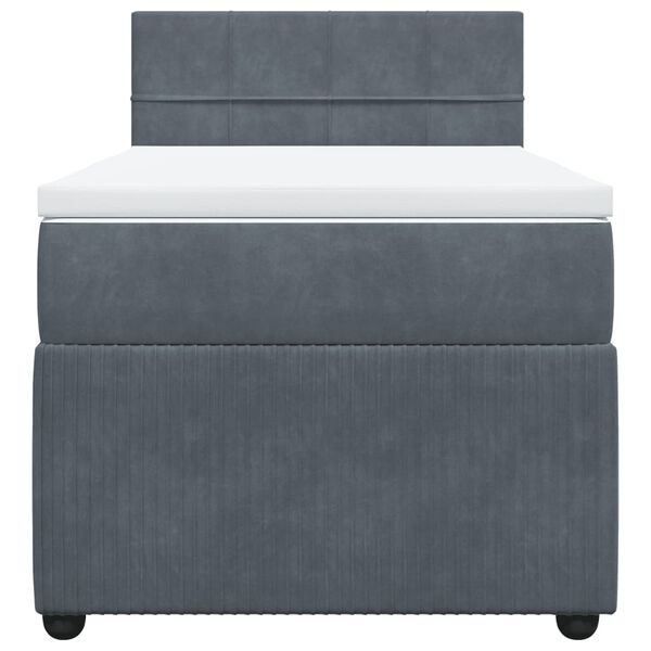 vidaXL Sommier &agrave; lattes de lit et matelas Gris fonc&eacute; 90x200 cm Velours