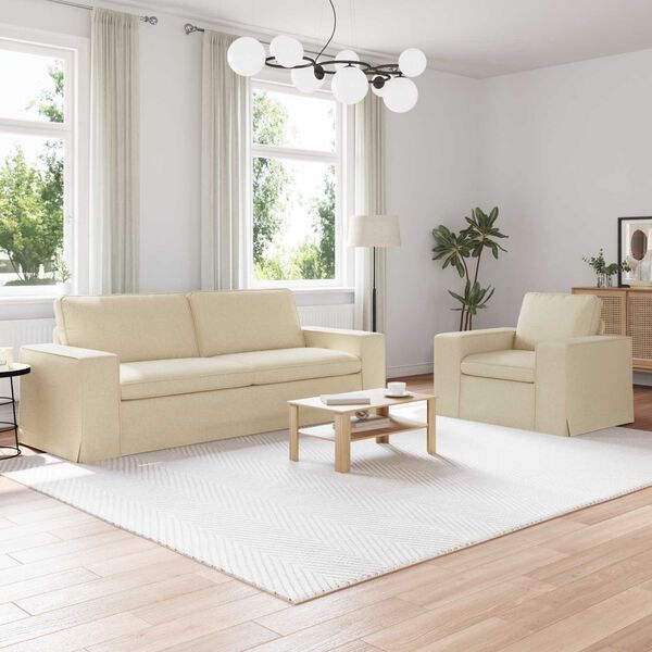 vidaXL Canap&eacute; 2 pcs Cr&egrave;me 182 x 80 x 82 cm tissu