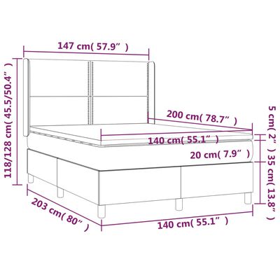 vidaXL Sommier à lattes de lit matelas et LED Rose 140x200 cm Velours