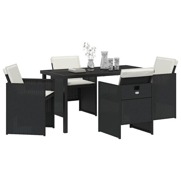 vidaXL Ensemble de salle &agrave; manger pour jardin 5 pcs Noir polyrotin