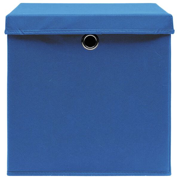 vidaXL Bo&icirc;tes de rangement avec couvercle 10 pcs Bleu 32x32x32cm Tissu