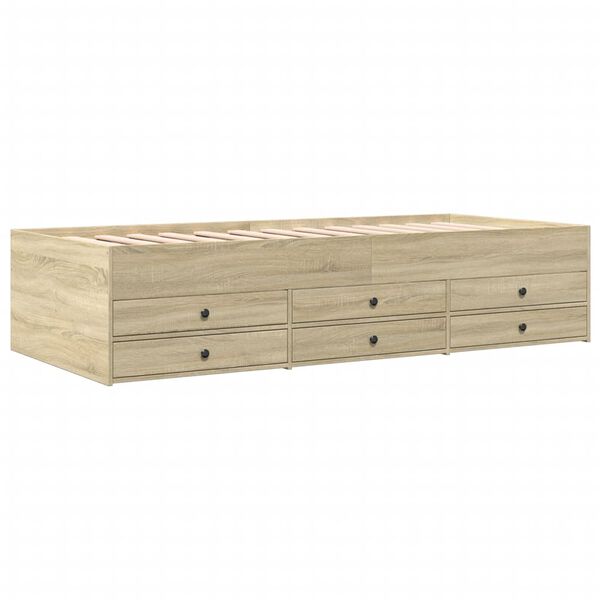 vidaXL Lit de jour avec tiroirs sans matelas ch&ecirc;ne sonoma 90x200 cm