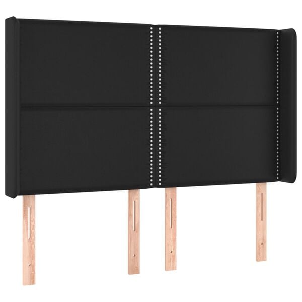 vidaXL T&ecirc;te de lit &agrave; LED Noir 147x16x118/128 cm Similicuir