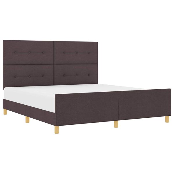 vidaXL Cadre de lit avec t&ecirc;te de lit Marron fonc&eacute; 180 x 200 cm tissu