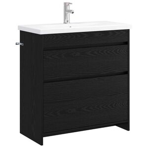 vidaXL Ensemble de mobilier de salle de bain Ch&ecirc;ne noir