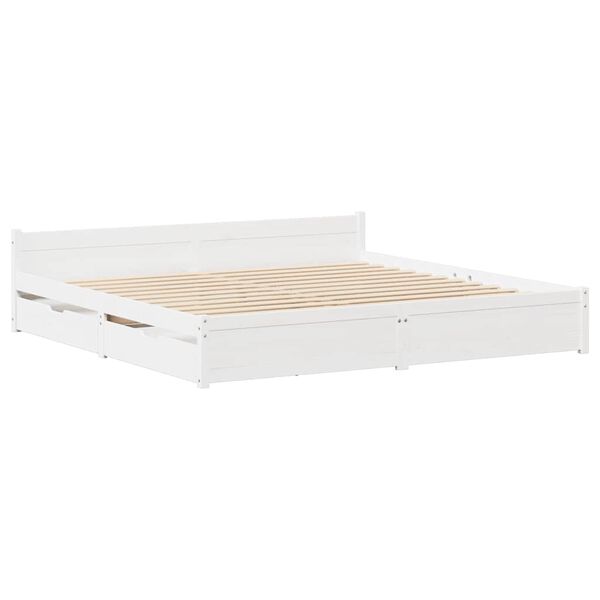 vidaXL Cadre de lit sans matelas blanc 140x190 cm bois de pin massif