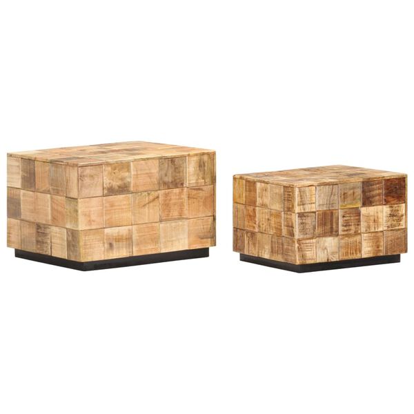 vidaXL Tables basses 2 pcs avec design de blocs Bois de manguier brut
