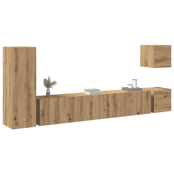 vidaXL Ensemble de meuble TV mural 5 pcs ch&ecirc;ne artisanal