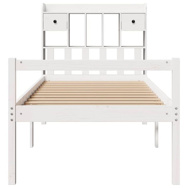 vidaXL Lit biblioth&egrave;que sans matelas blanc 90x200cm bois de pin massif