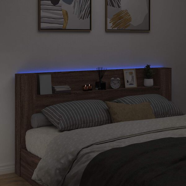 vidaXL T&ecirc;te de lit Ch&ecirc;ne brun 200 x 16,5 x 103,5 cm Bois d'ing&eacute;nierie