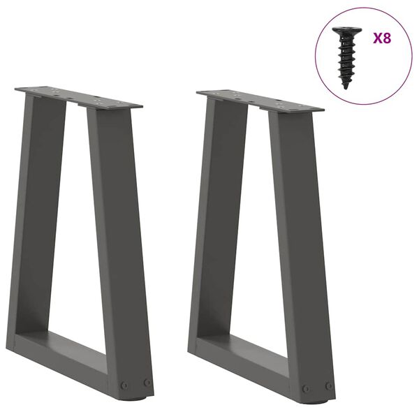 vidaXL Pieds de table basse en forme de V 2 pi&egrave;ces Anthracite 28 x (42-43,3) cm Acier