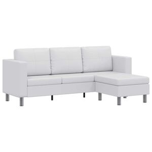 vidaXL Canap&eacute; sectionnel &agrave; 3 places cuir synth&eacute;tique blanc