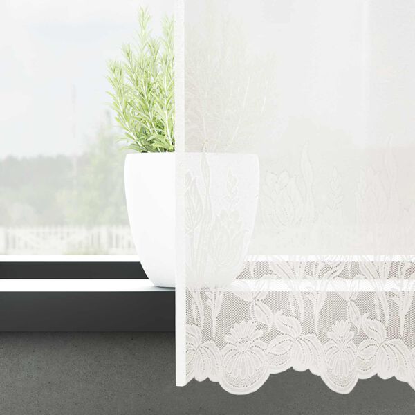 vidaXL Rideau en Dentelle Floral Blanc 245 x 900 cm Polyester