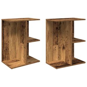 vidaXL Tables de chevet 2 pcs vieux bois 46,5x29x61 cm bois ing&eacute;nierie