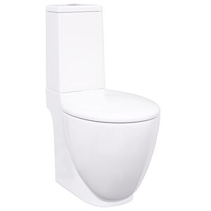 vidaXL Toilette en c&eacute;ramique &eacute;coulement d'eau &agrave; l'arri&egrave;re blanc