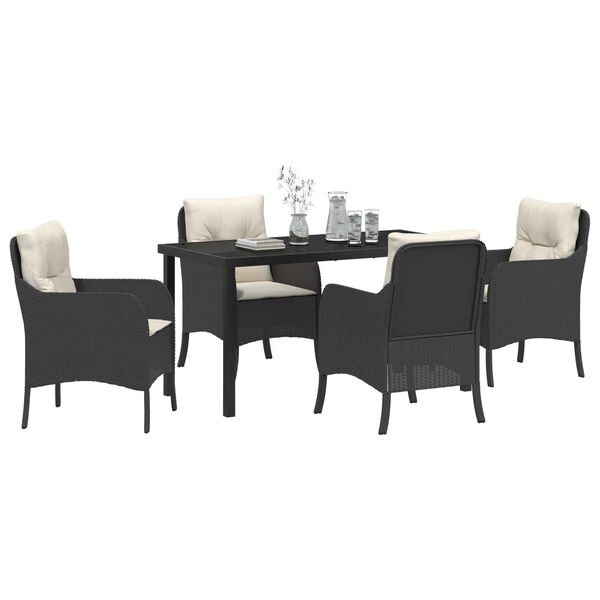 vidaXL Ensemble de salle &agrave; manger pour jardin 5 pcs Noir polyrotin