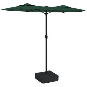 vidaXL Parasol de jardin &agrave; double t&ecirc;te avec LED vert 316x145 cm