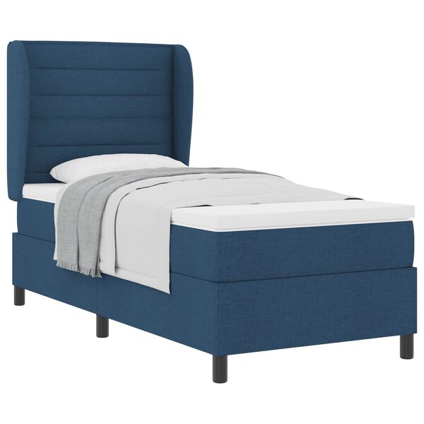 vidaXL Lit &agrave; ressorts avec matelas Bleu 90 x 200 cm tissu