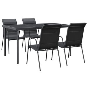 vidaXL Ensemble &agrave; manger de jardin 5 pcs noir textil&egrave;ne et acier