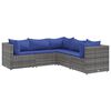 vidaXL Salon de jardin 5 pcs avec coussins Gris R&eacute;sine tress&eacute;e