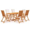 vidaXL Ensemble &agrave; manger de jardin 7 pcs coussins Bois de teck massif