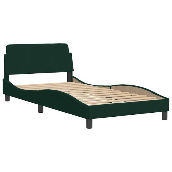 vidaXL Cadre de lit sans matelas vert fonc&eacute; 100x200 cm velours