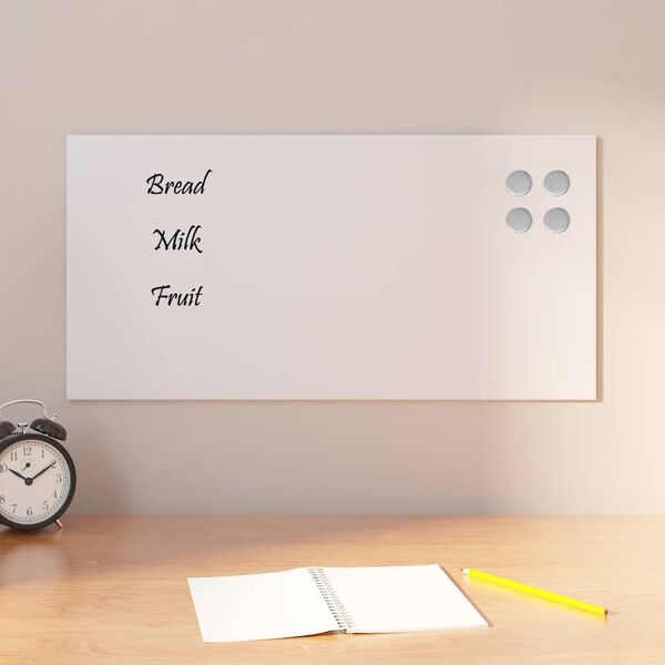 vidaXL Tableau noir magn&eacute;tique mural Blanc 60x30 cm Verre tremp&eacute;