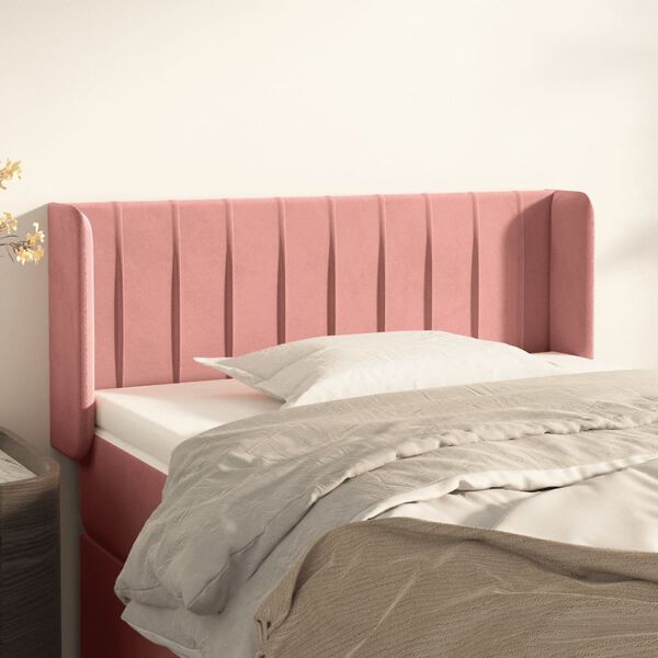 vidaXL T&ecirc;te de lit avec oreilles Rose 93x16x78/88 cm Velours