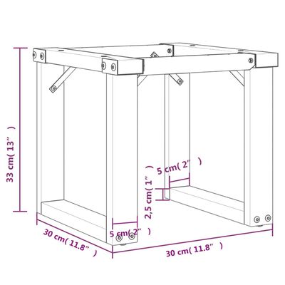 vidaXL Pieds de table basse cadre en O 30x30x33 cm fonte