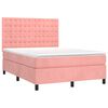 vidaXL Sommier &agrave; lattes de lit matelas et LED Rose 140x200 cm Velours
