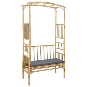 vidaXL Arche de jardin avec banc Gris fonc&eacute; 115 x 50 x 205 cm Bambou
