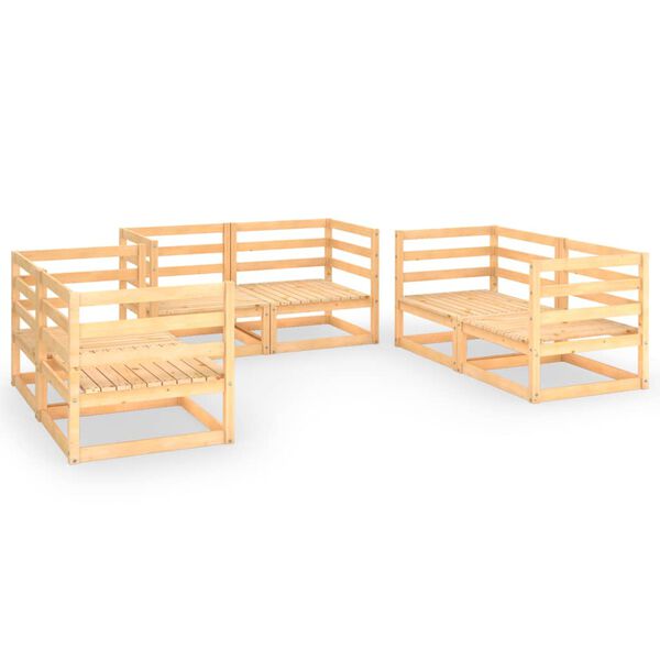 vidaXL Salon de jardin 6 pcs Bois de pin massif