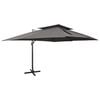 vidaXL Parasol de jardin d&eacute;port&eacute; avec double plateau Anthracite 400 x 300 cm
