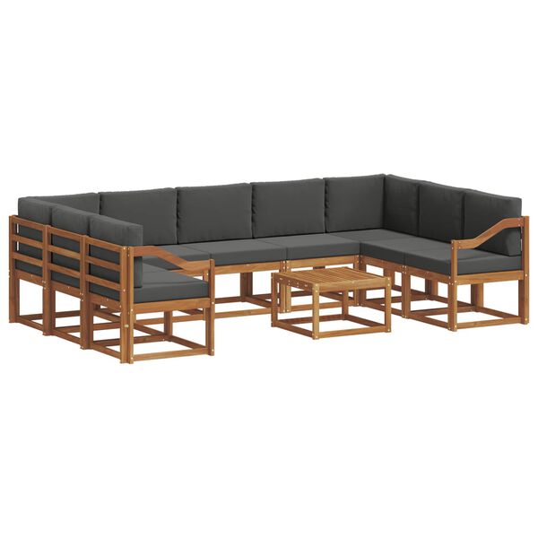 vidaXL Ensemble de canap&eacute;s d'ext&eacute;rieur 10 pcs Naturel et Anthracite