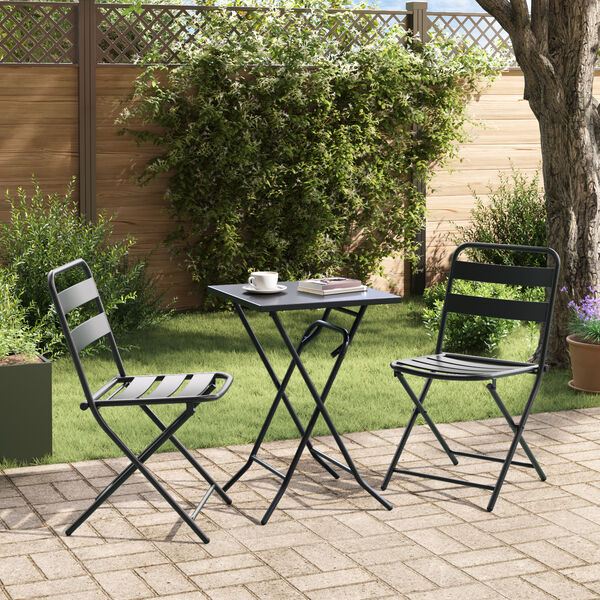 vidaXL Ensemble bistrot 3 pcs Anthracite Acier