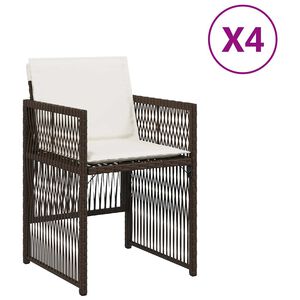 vidaXL Chaises de jardin avec coussins lot de 4 marron r&eacute;sine tress&eacute;e