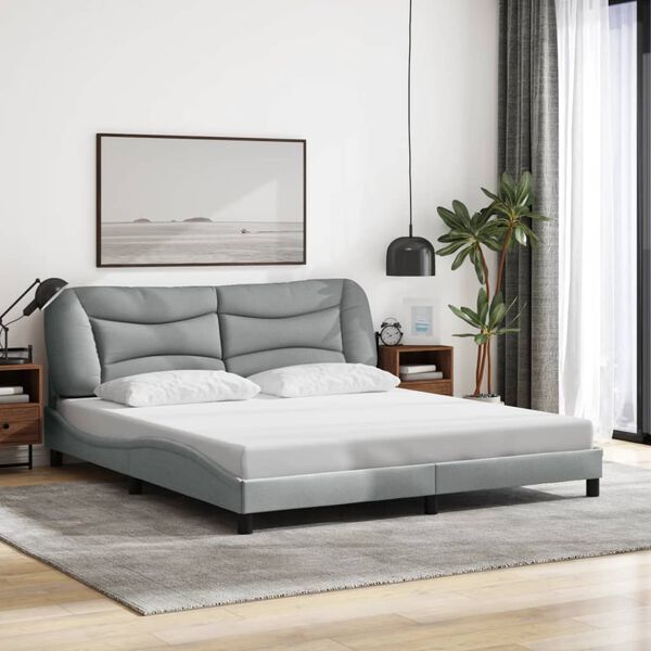 vidaXL Cadre de lit sans matelas Hvar gris clair 180x200 cm tissu
