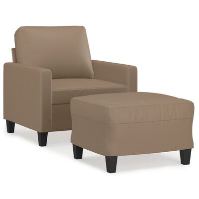 vidaXL Fauteuil avec repose-pied Cappuccino 60 cm Similicuir