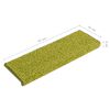 vidaXL Tapis d'escalier 15 pi&egrave;ces 65 x 21 x 4 cm Vert Bordure rectangulaire