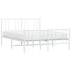 vidaXL Cadre de lit m&eacute;tal sans matelas et pied de lit blanc 140x190 cm