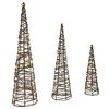 vidaXL Sapin de No&euml;l 3 pc 90 LED Blanc chaud 20 x 20 x 80 cm Rotin