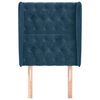 vidaXL T&ecirc;te de lit avec oreilles Bleu fonc&eacute; 83x23x118/128 cm Velours