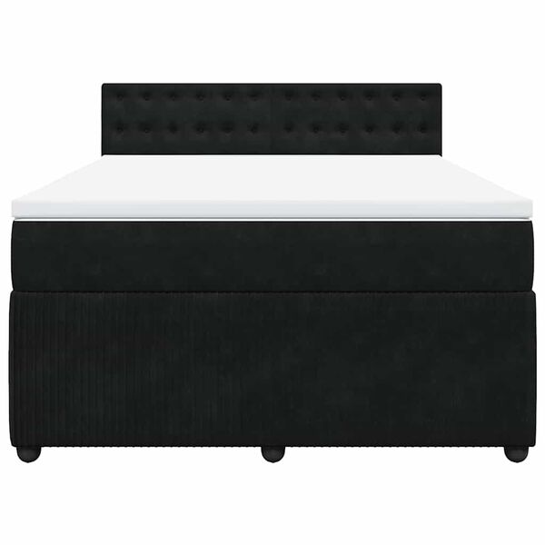 vidaXL Sommier &agrave; lattes de lit avec matelas Noir 140x190 cm Velours