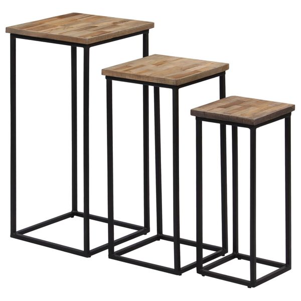 vidaXL Ensemble de tables pour plante 3 pcs Teck recyclé