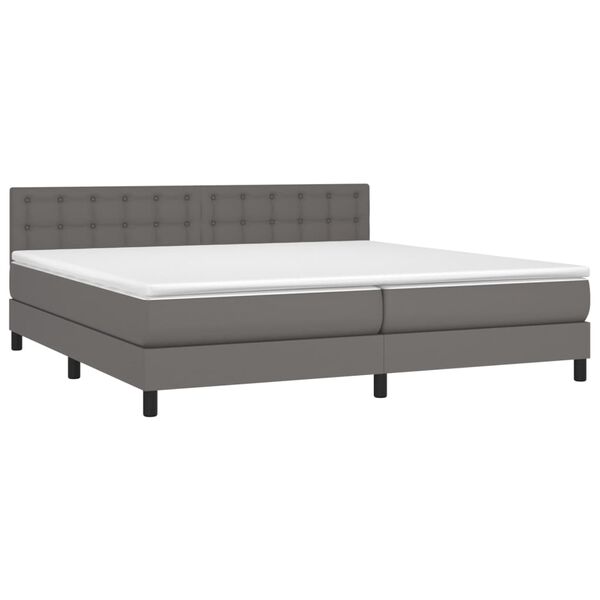 vidaXL Sommier &agrave; lattes de lit avec matelas Gris 200x200 cm Similicuir