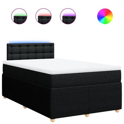 vidaXL Sommier à lattes de lit avec matelas Noir 120x200 cm Tissu